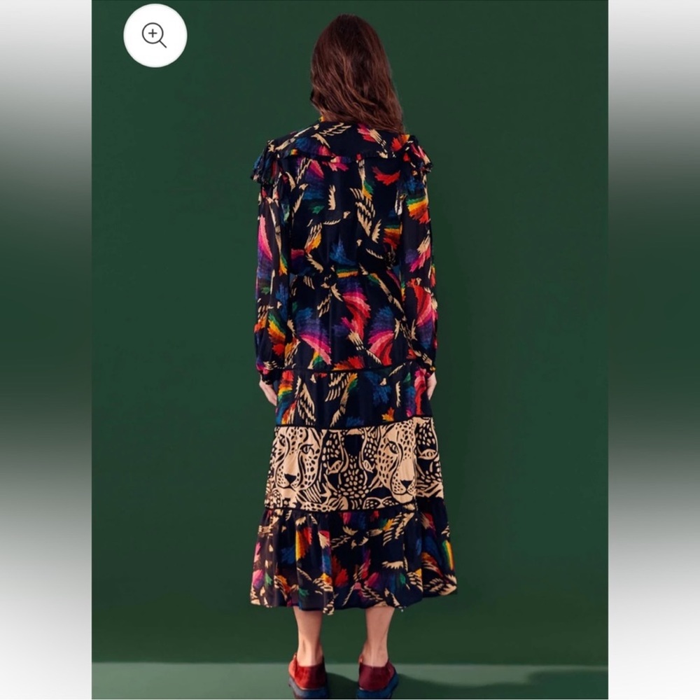 Farm Rio - Macaws Flight Tie-Neck Ankle Dress - Picture 2 of 11